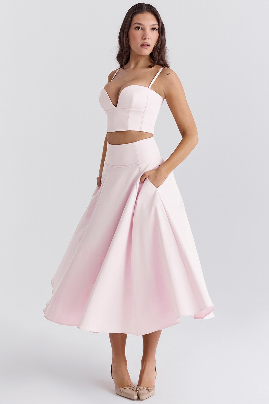 ballerina-rosa a-linien-midirock
