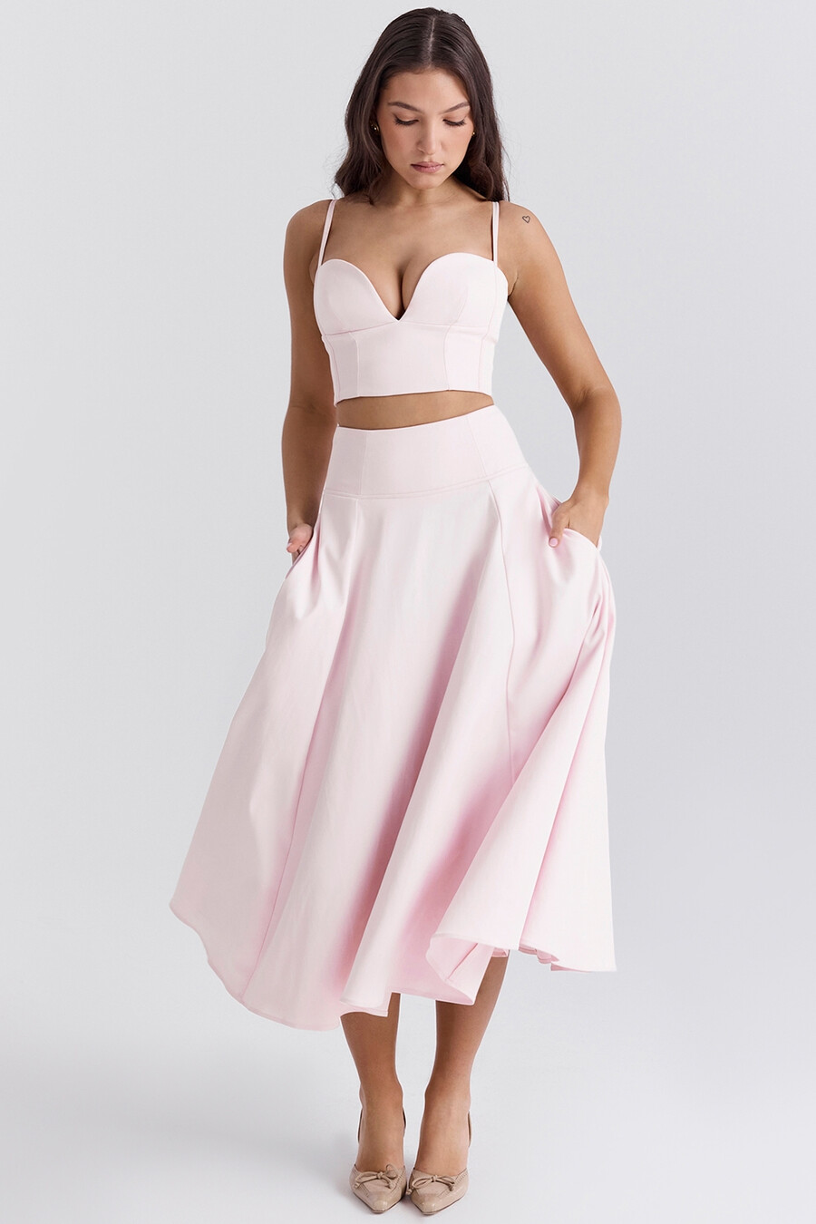 ballerina-rosa a-linien-midirock