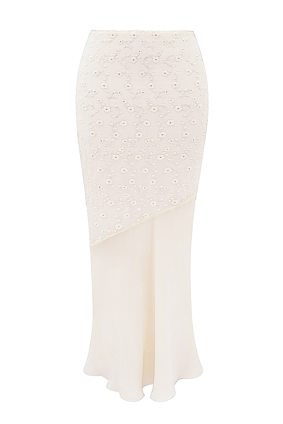 vintage creme baumwolle broderie anglais maxirock
