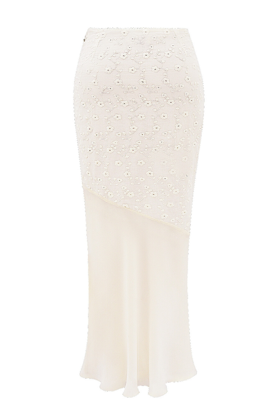 vintage creme baumwolle broderie anglais maxirock