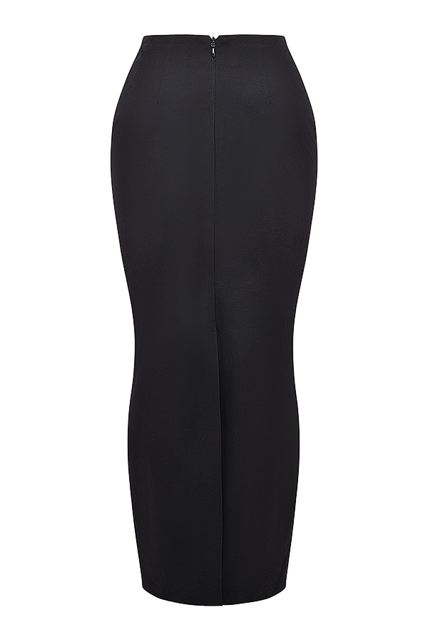 schwarzer maxirock aus twill