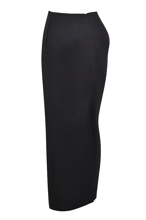schwarzer maxirock aus twill