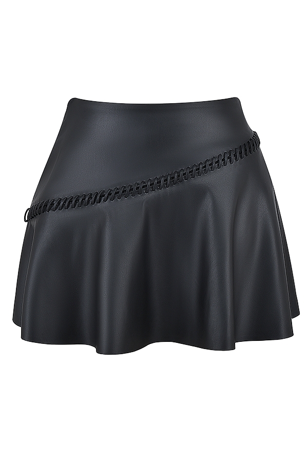 schwarzer minirock aus veganem leder