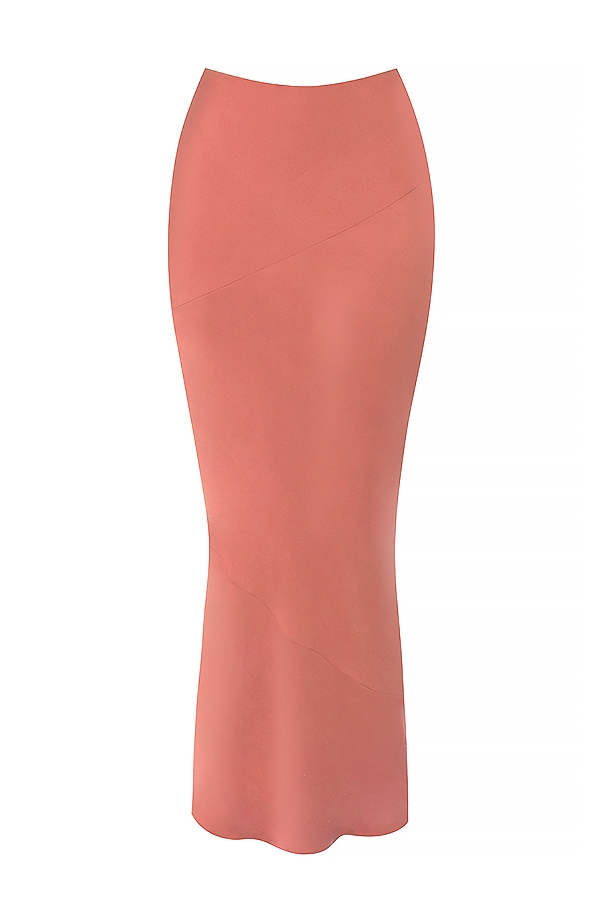 rosa satin midi-rock mit niedrigem bund