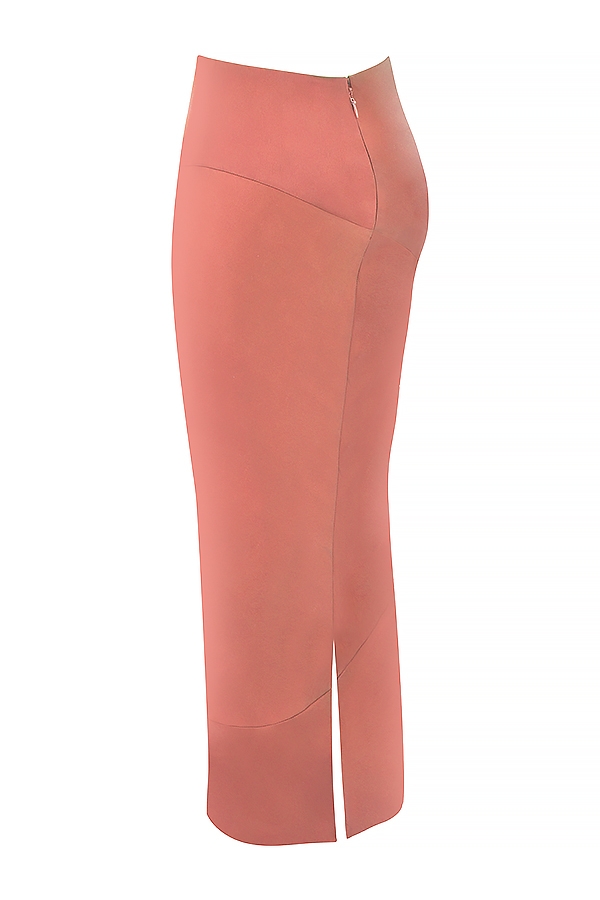 rosa satin midi-rock mit niedrigem bund