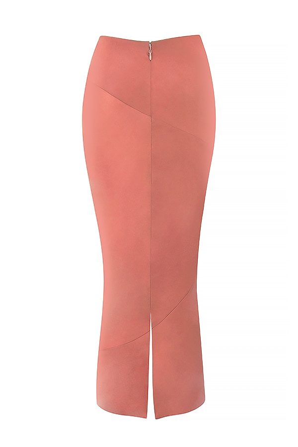 rosa satin midi-rock mit niedrigem bund