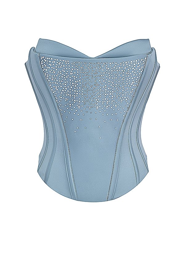 cooles blaues verziertes satin-korsett