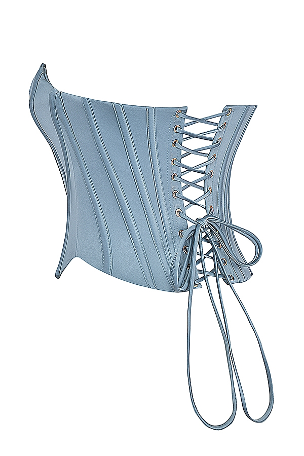 cooles blaues verziertes satin-korsett