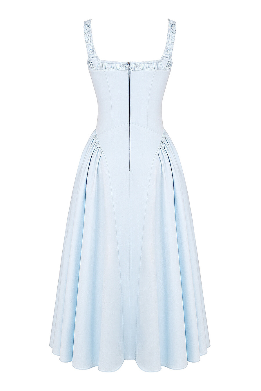 italienisches azurblaues midi-sommerkleid aus baumwolle