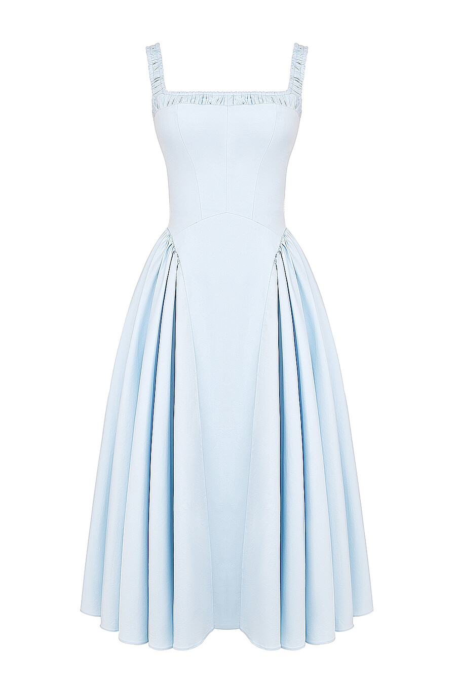 italienisches azurblaues midi-sommerkleid aus baumwolle