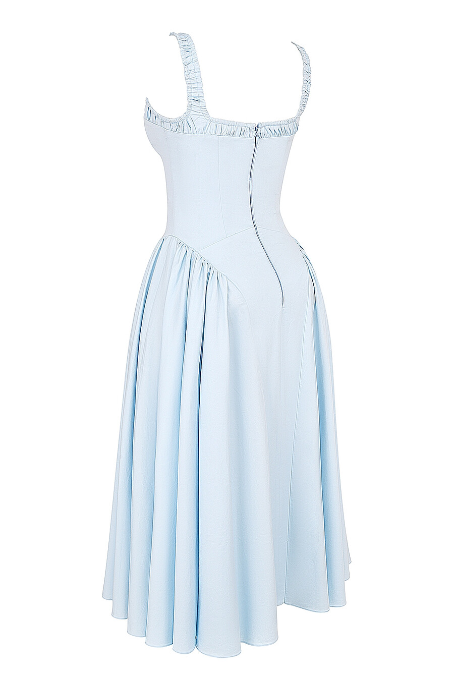 italienisches azurblaues midi-sommerkleid aus baumwolle