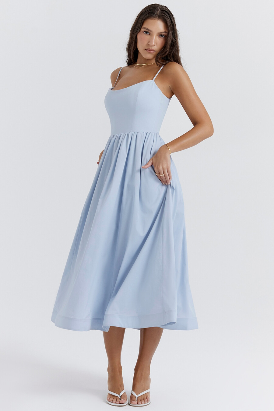 hellblaues korsett-sommerkleid