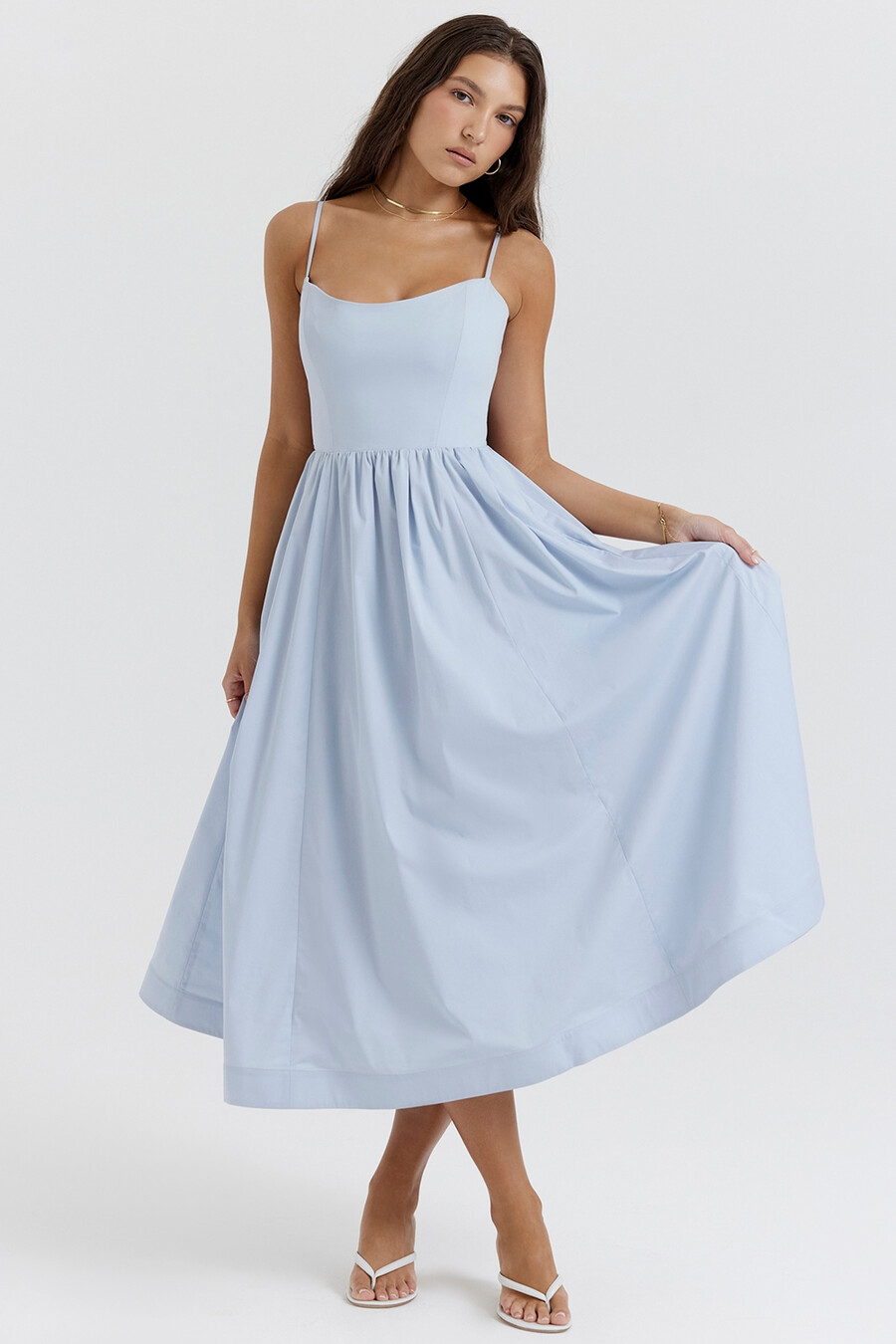 hellblaues korsett-sommerkleid