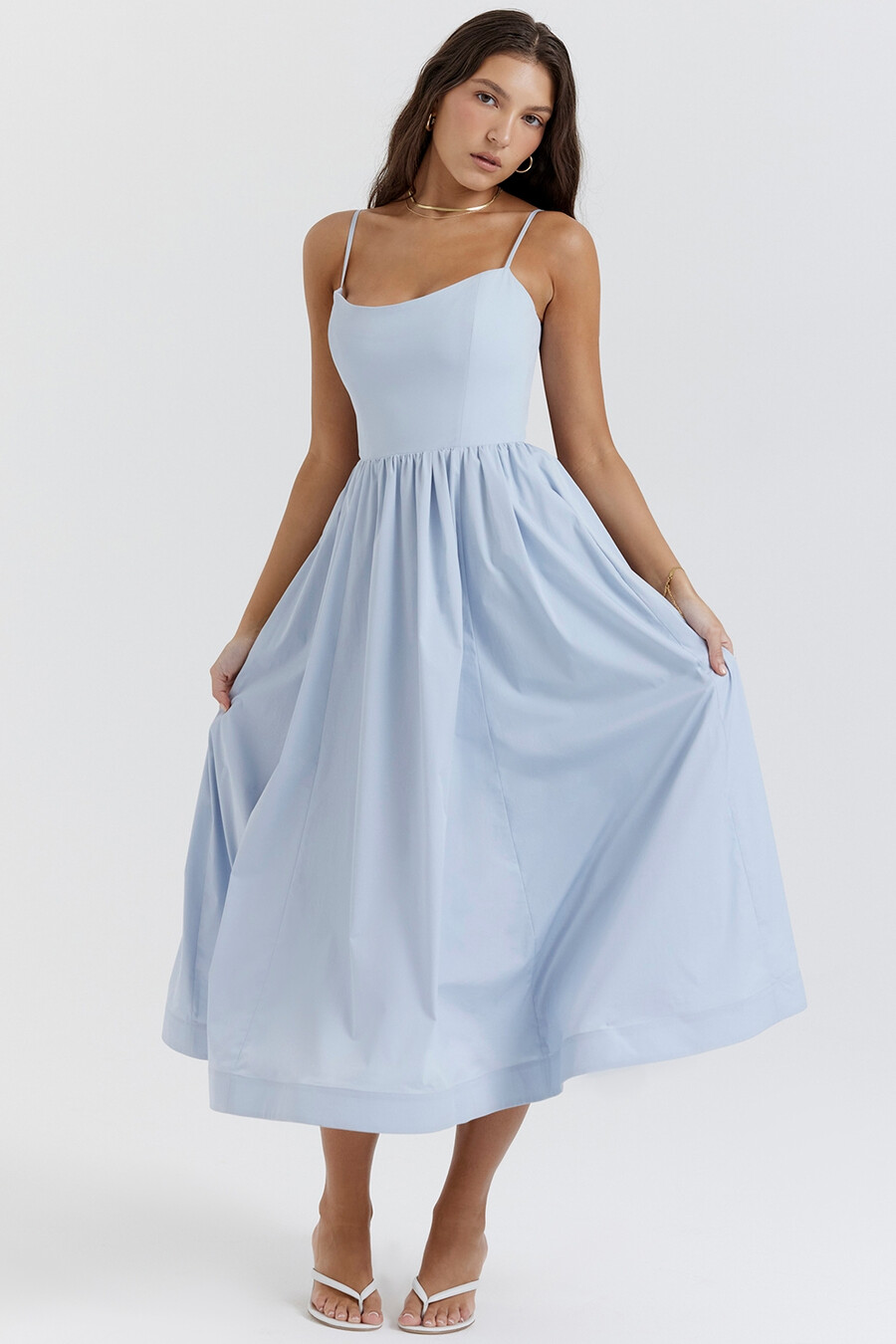 hellblaues korsett-sommerkleid