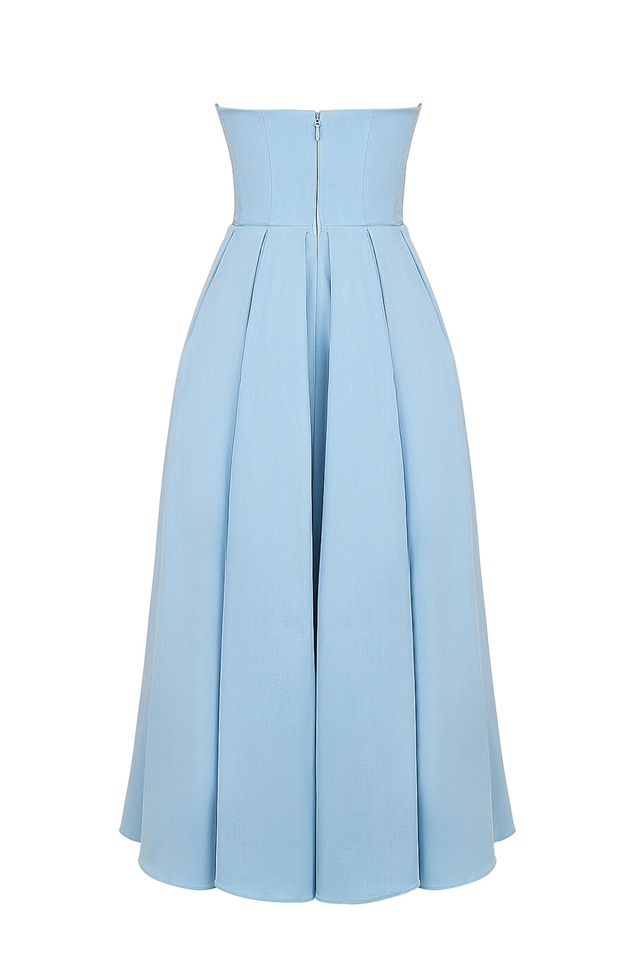 toskanablaues trägerloses midi-sommerkleid