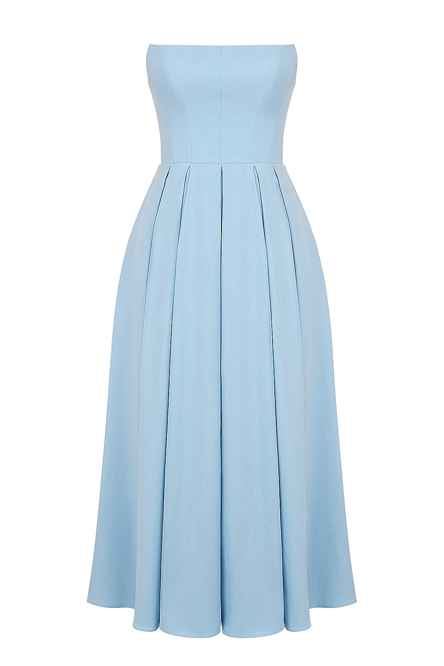 toskanablaues trägerloses midi-sommerkleid