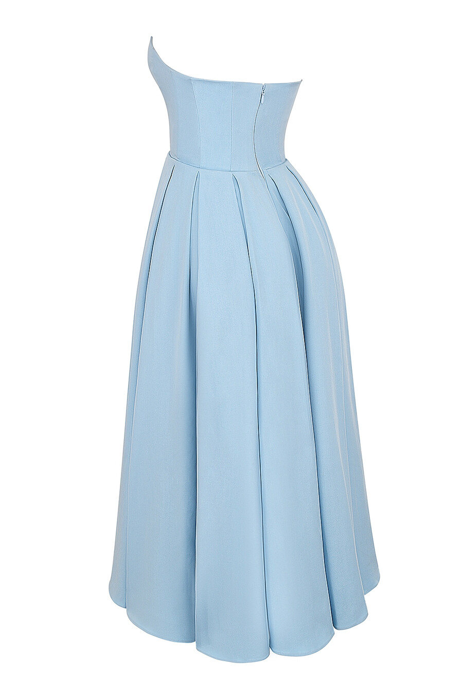 toskanablaues trägerloses midi-sommerkleid