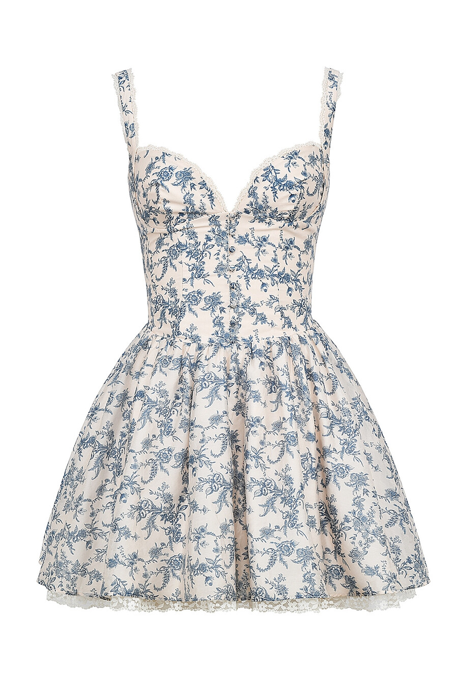 minikleid mit korsett und porzellanmuster