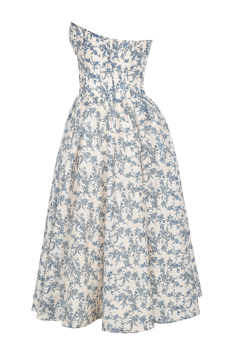 trägerloses sommerkleid mit englischem porzellanmuster