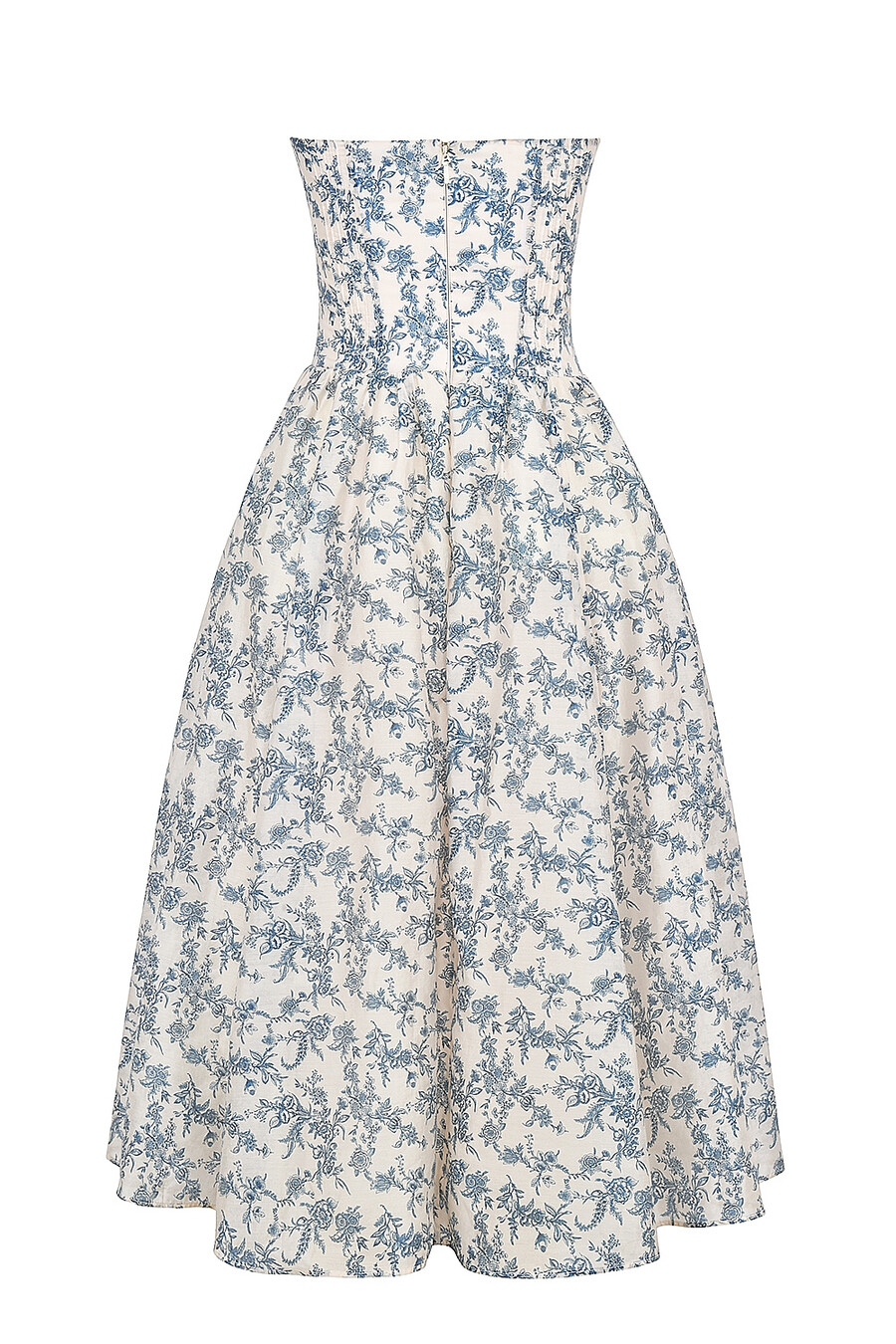 trägerloses sommerkleid mit englischem porzellanmuster