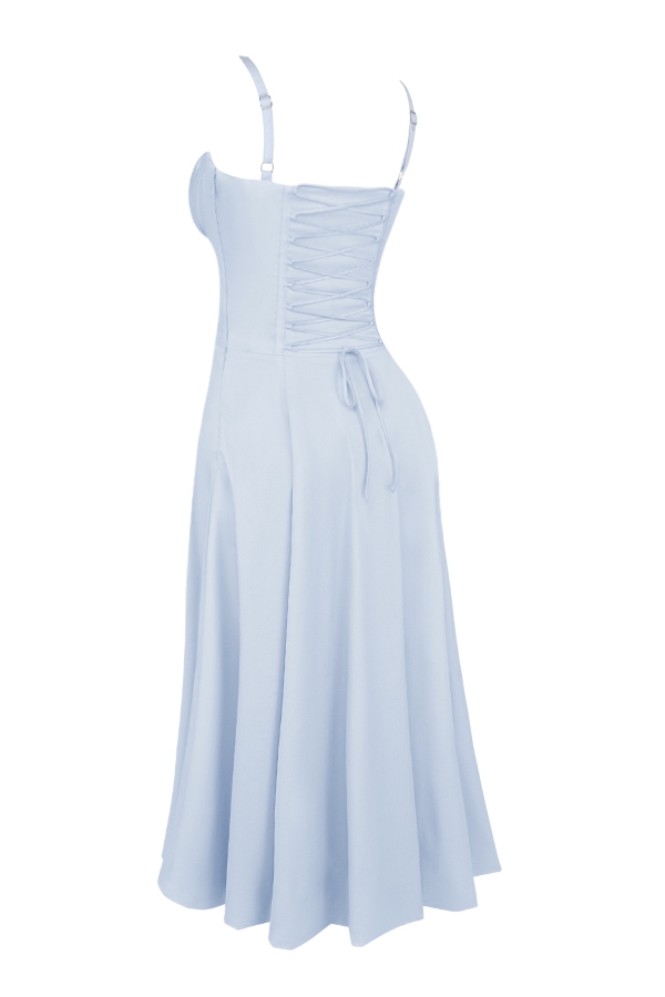 hellblaues baumwoll-bustier-sommerkleid
