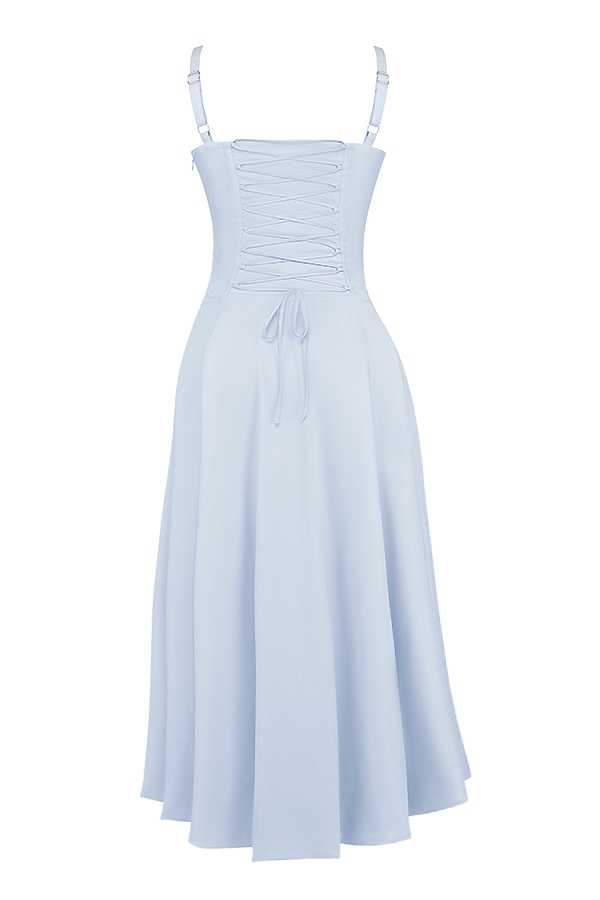 hellblaues baumwoll-bustier-sommerkleid