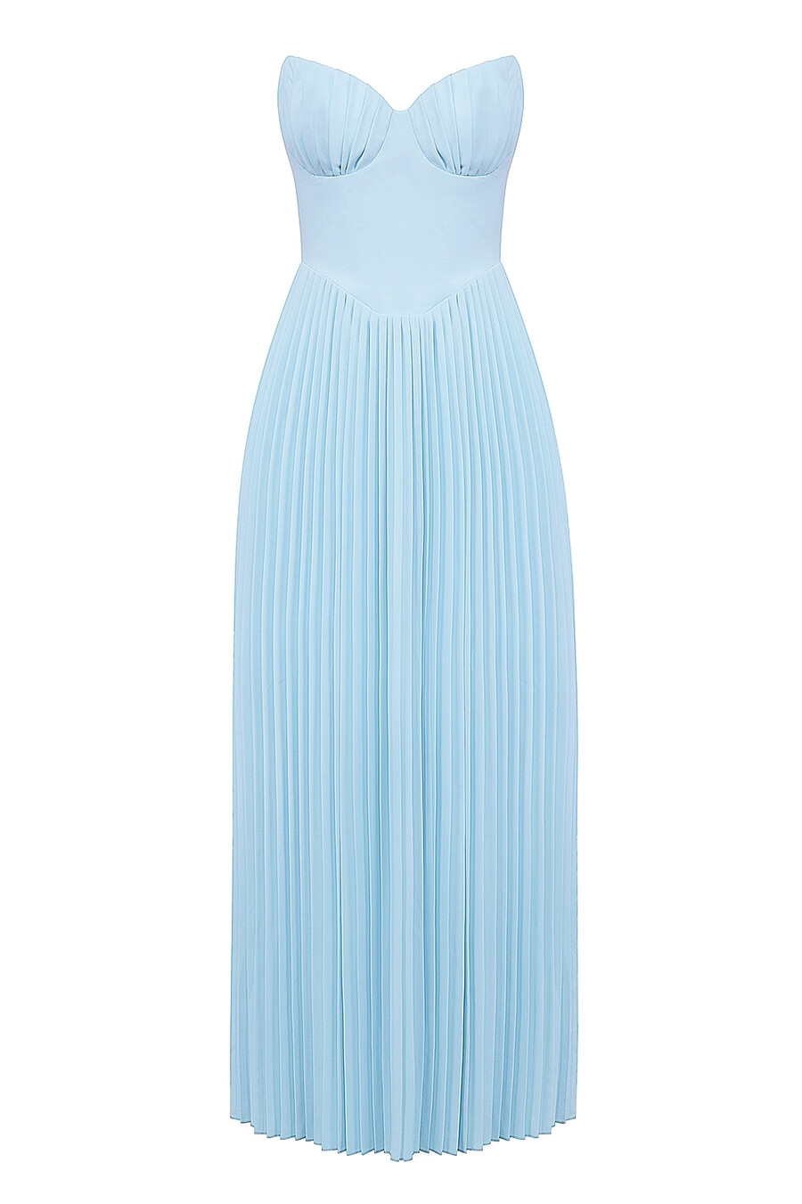 ozeanblaues plissiertes maxikleid