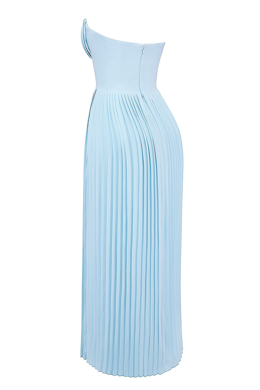 ozeanblaues plissiertes maxikleid