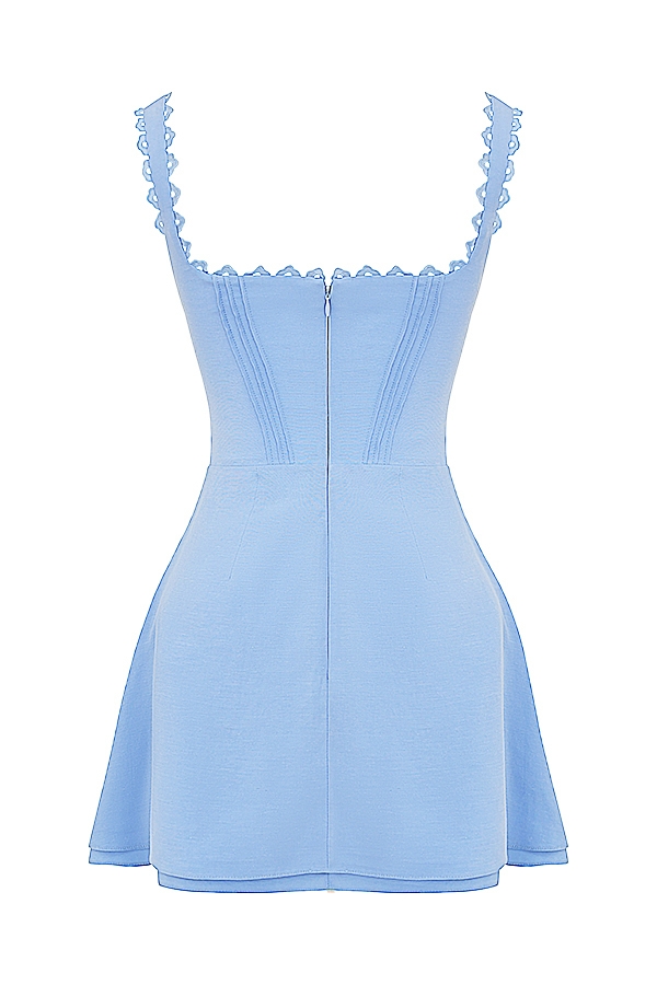blaues minikleid mit abnähern