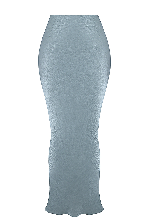 cooler blauer bodenlanger maxirock