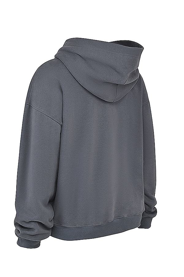 schiefergrauer kapuzenpullover mit reißverschluss