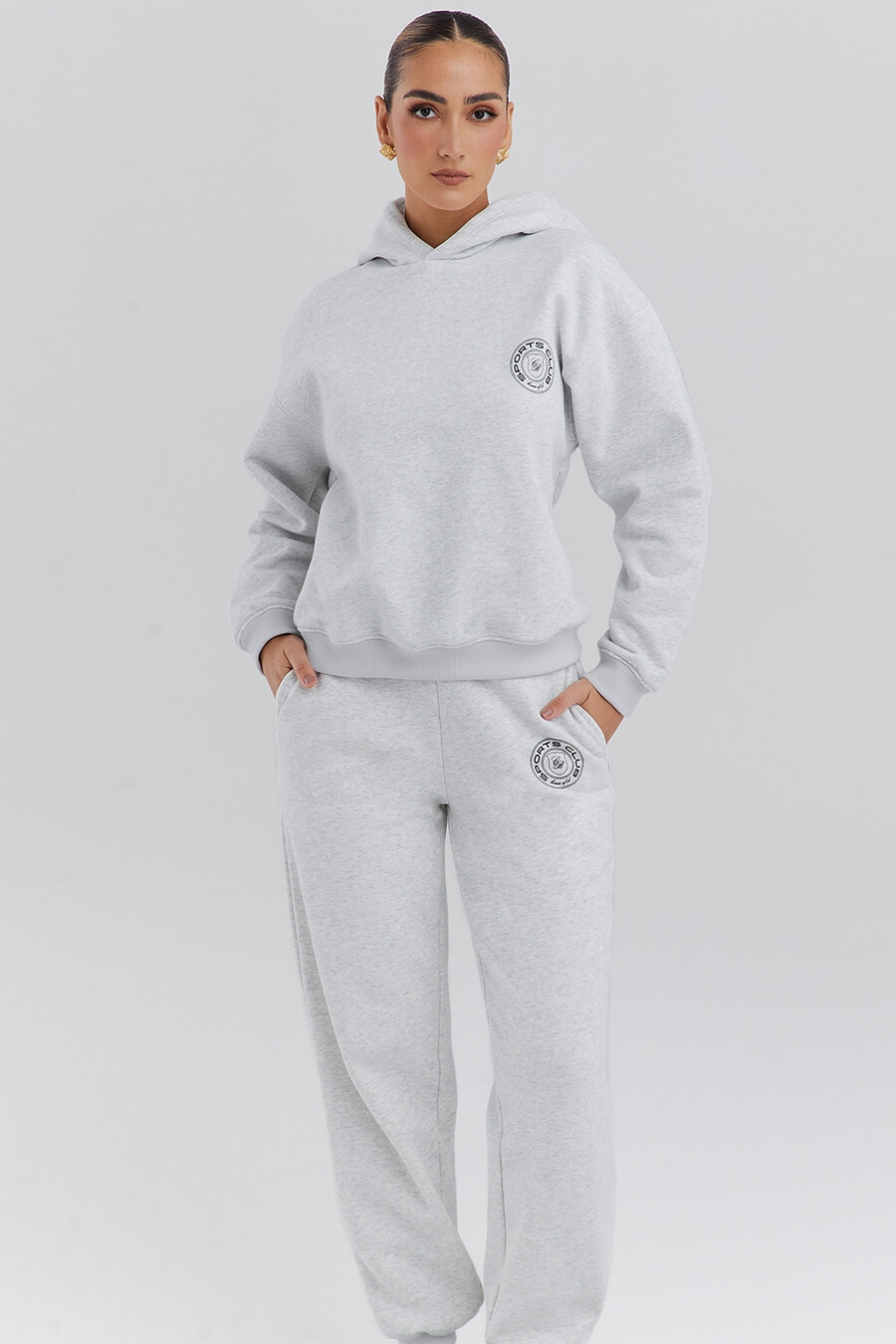 hellgrauer melierter hoodie