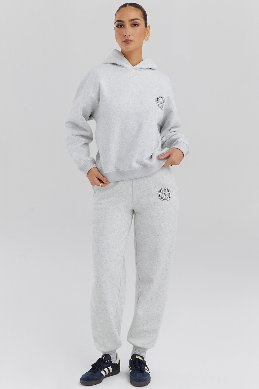 hellgrauer melierter hoodie