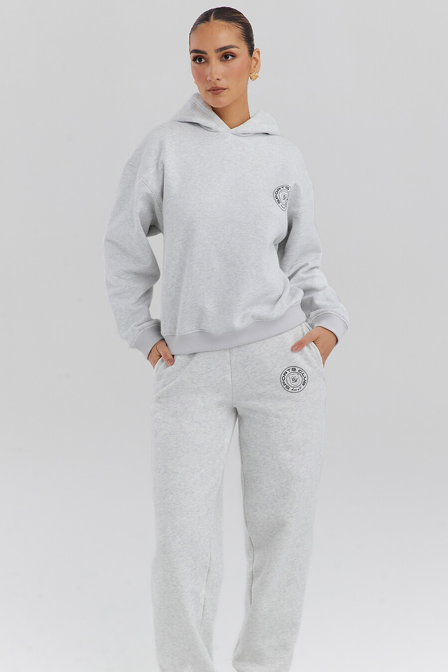 hellgrauer melierter hoodie