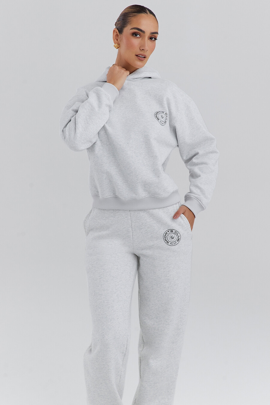 hellgrauer melierter hoodie