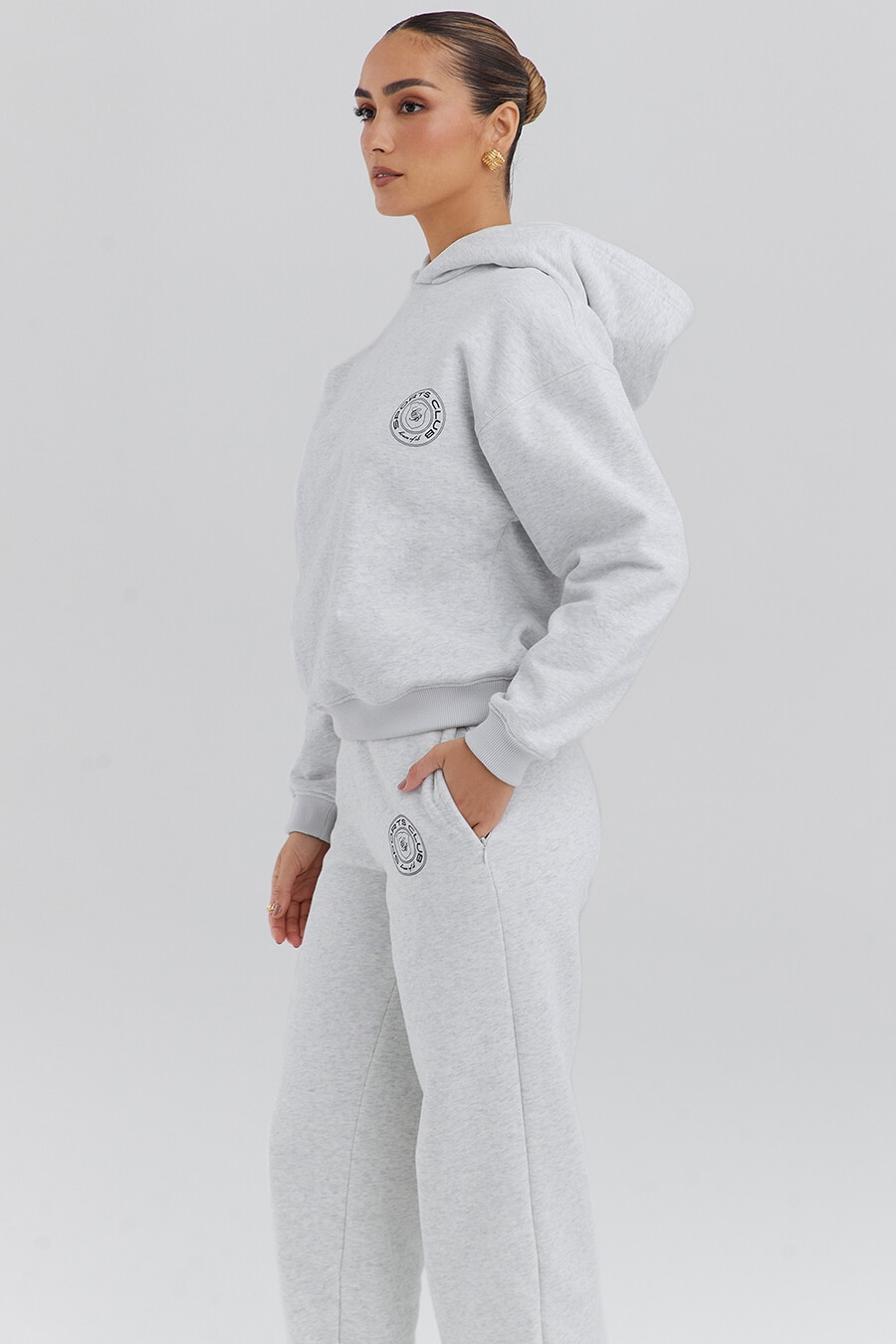 hellgrauer melierter hoodie