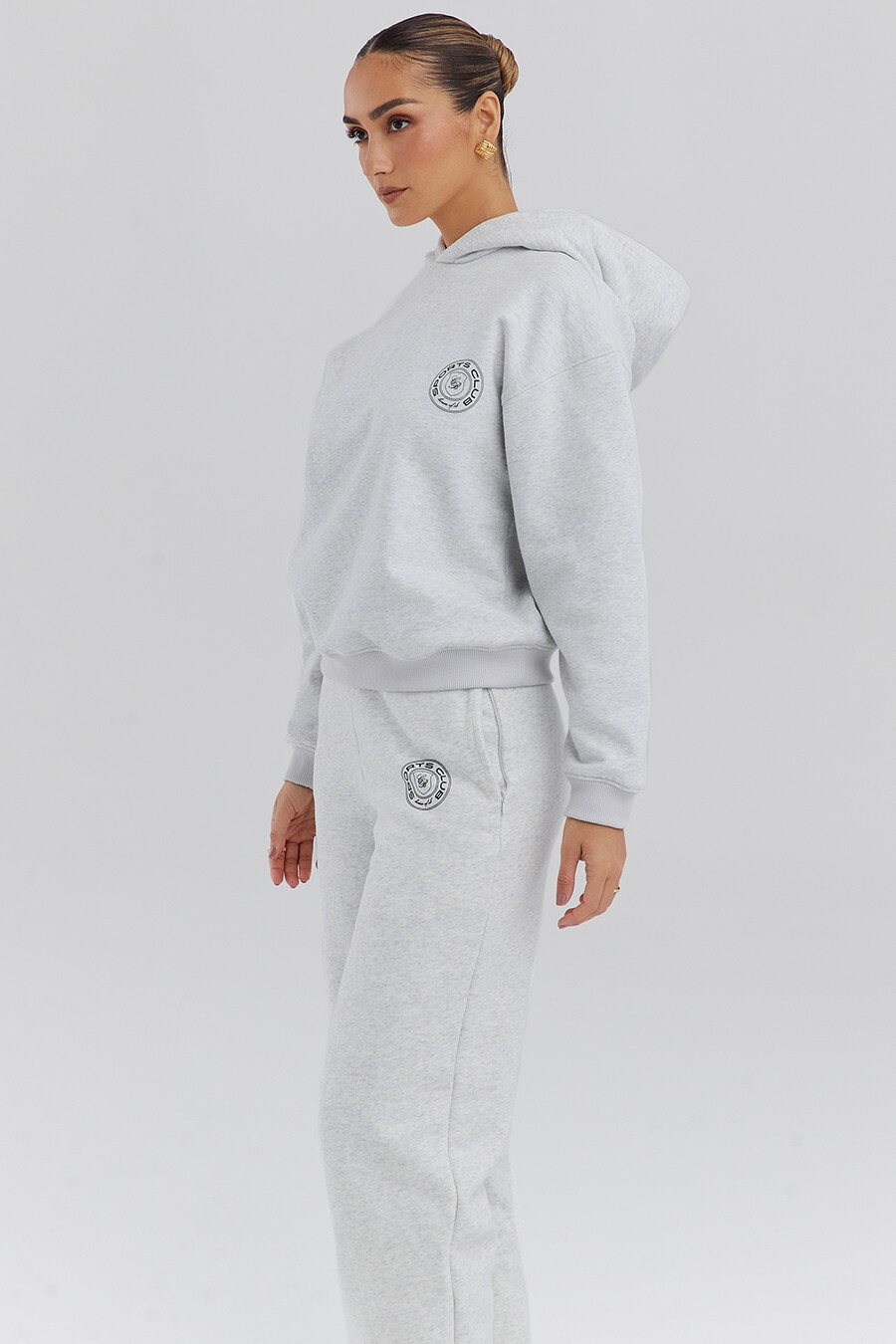 hellgrauer melierter hoodie