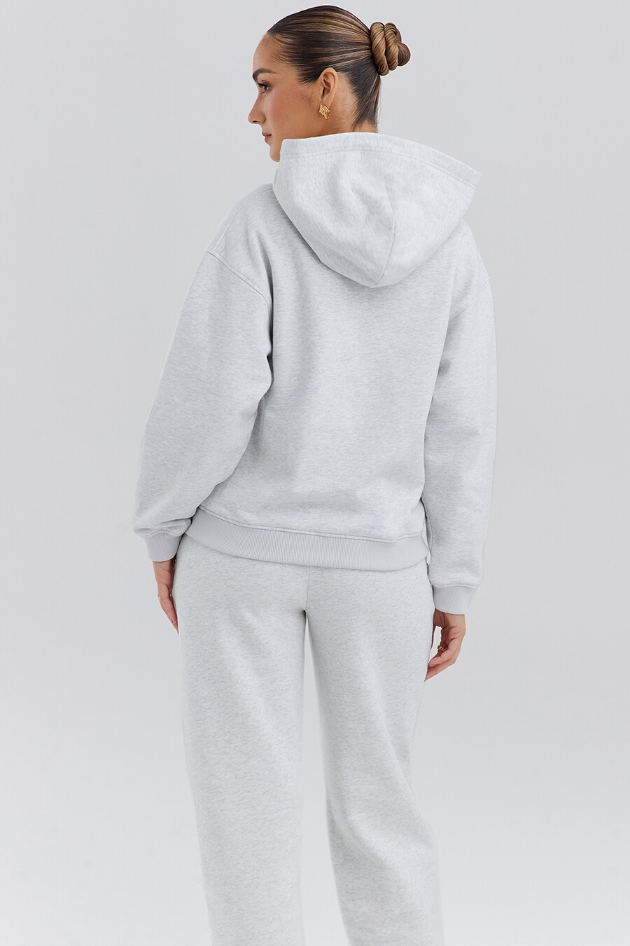 hellgrauer melierter hoodie