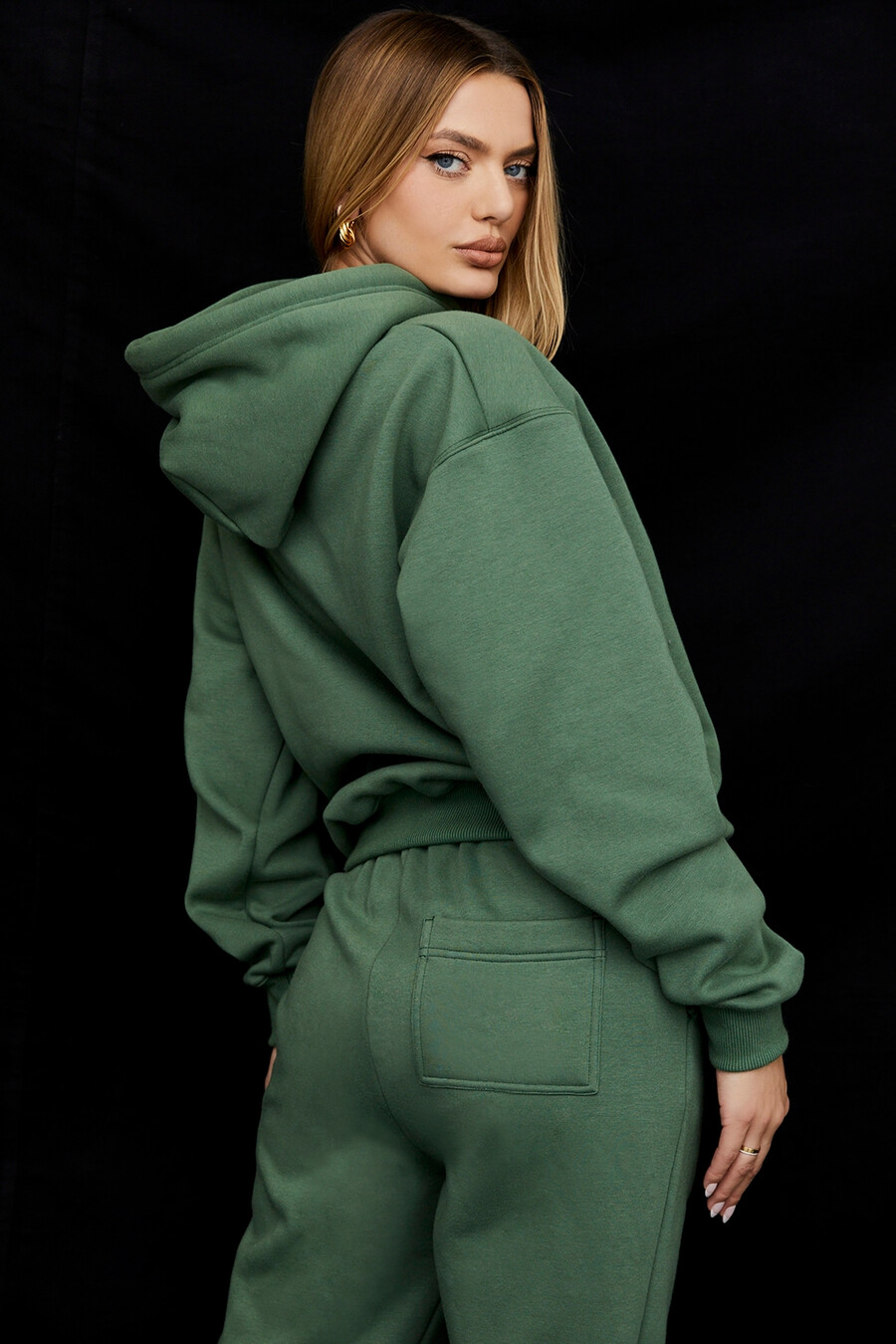 moosfarbener oversized-hoodie