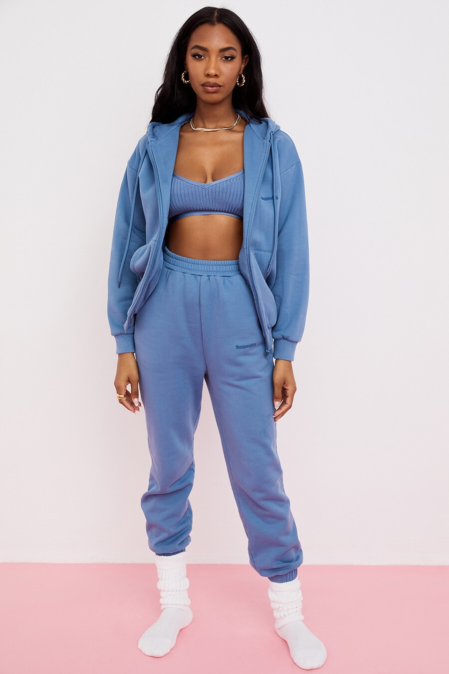 azure zip through hoodie