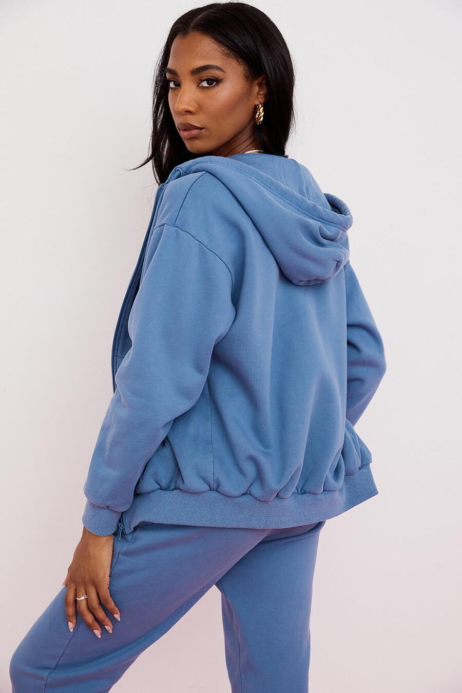 azure zip through hoodie