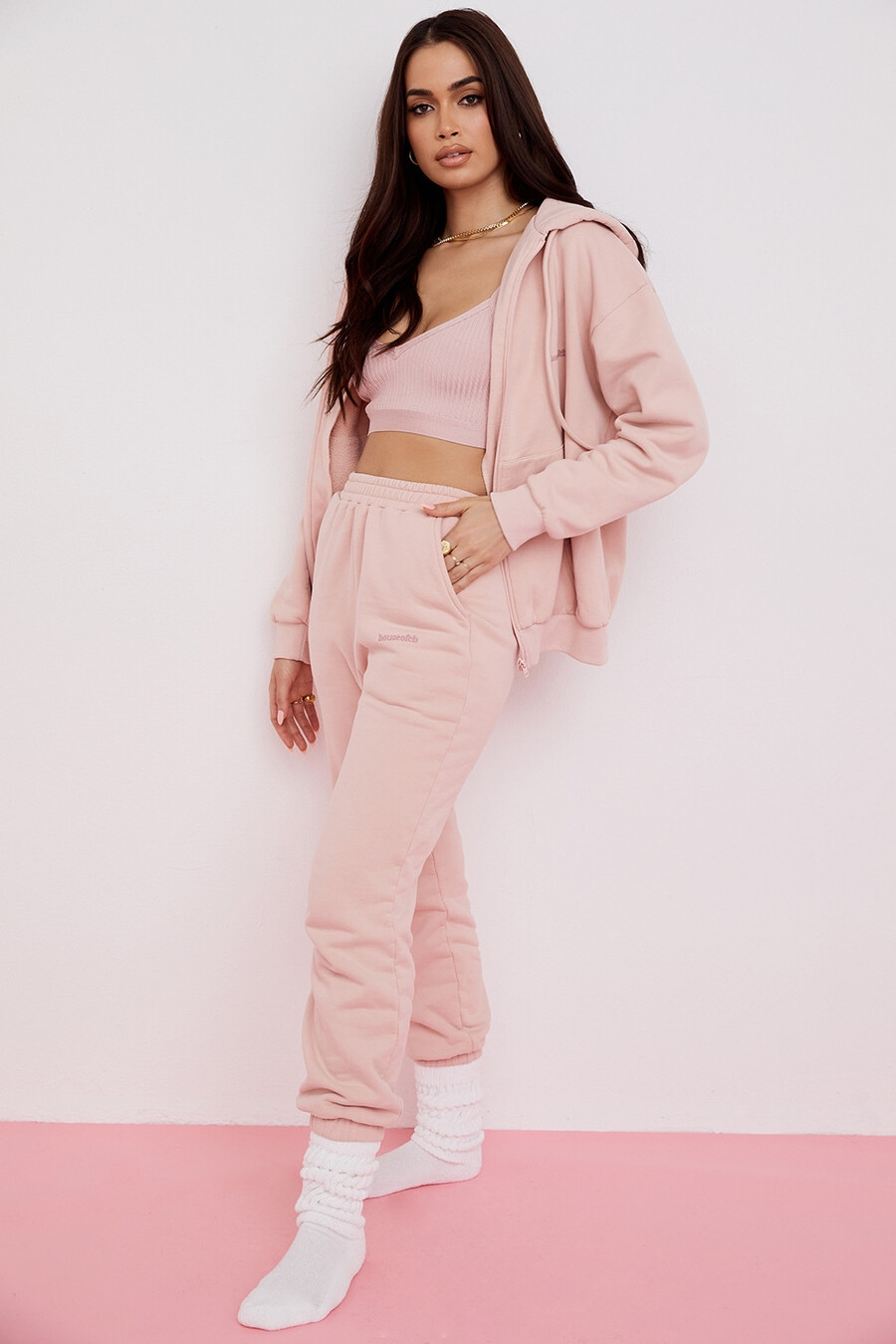 blush kapuzenpullover mit reißverschluss