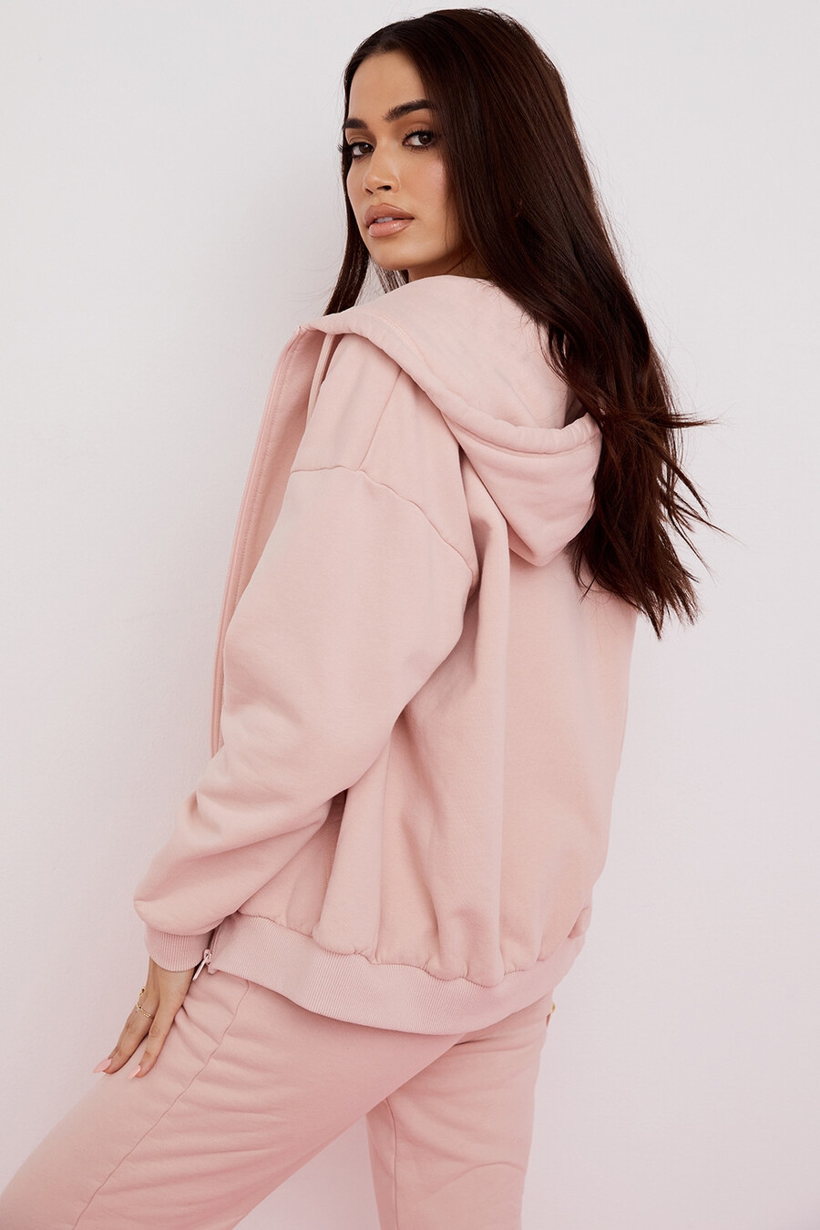 blush kapuzenpullover mit reißverschluss