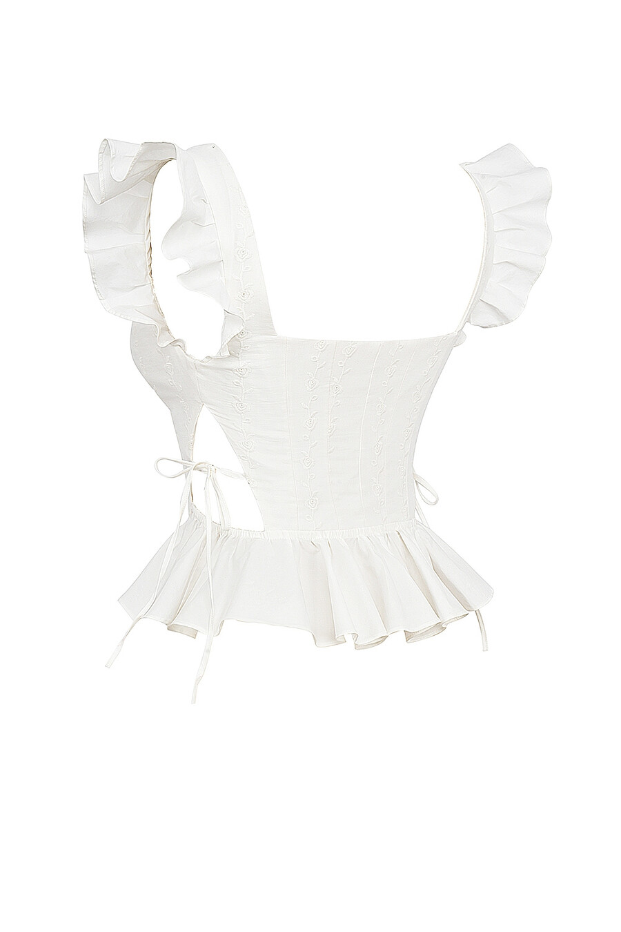 weißes besticktes baumwoll-peplum-korsett-top