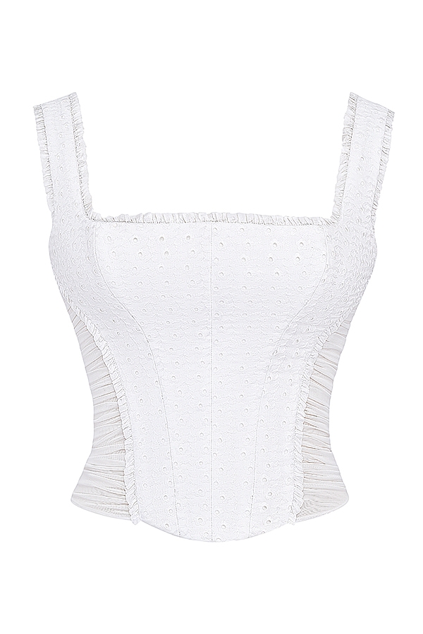 weißes broderie anglais korsett