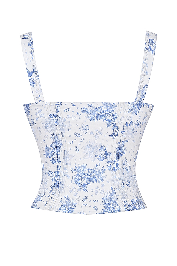 oberteil mit blauem blumenmuster