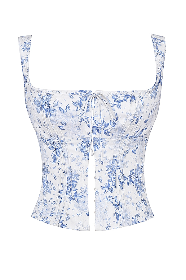oberteil mit blauem blumenmuster