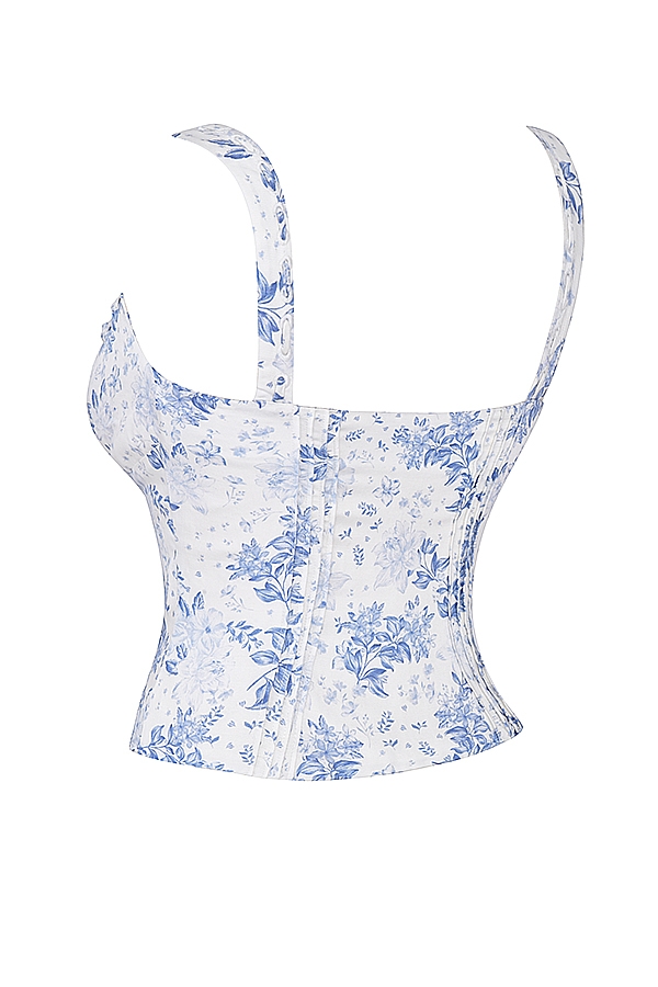 oberteil mit blauem blumenmuster