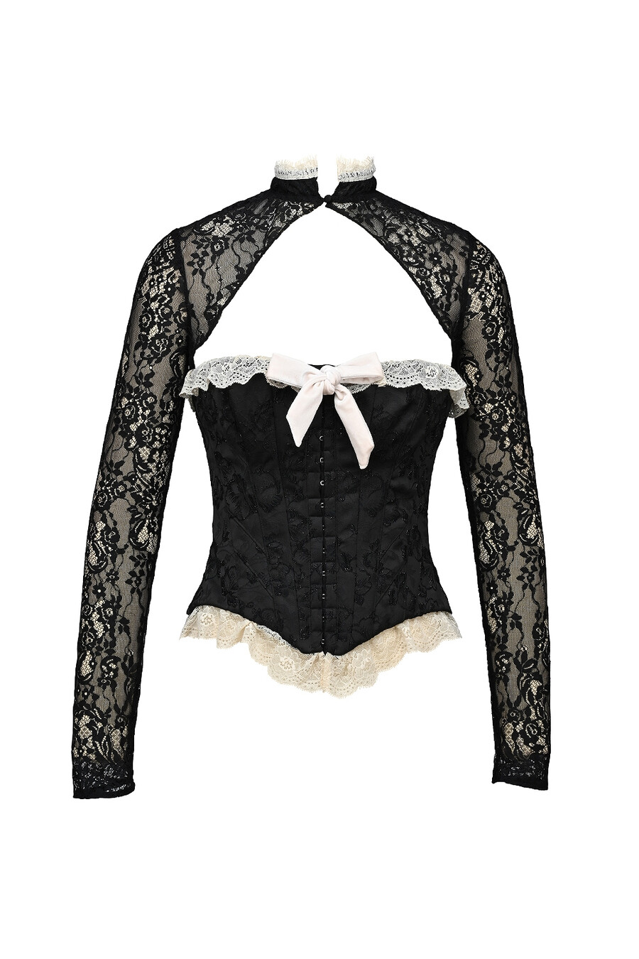 schwarzes metallic-jacquard-korsett bolero
