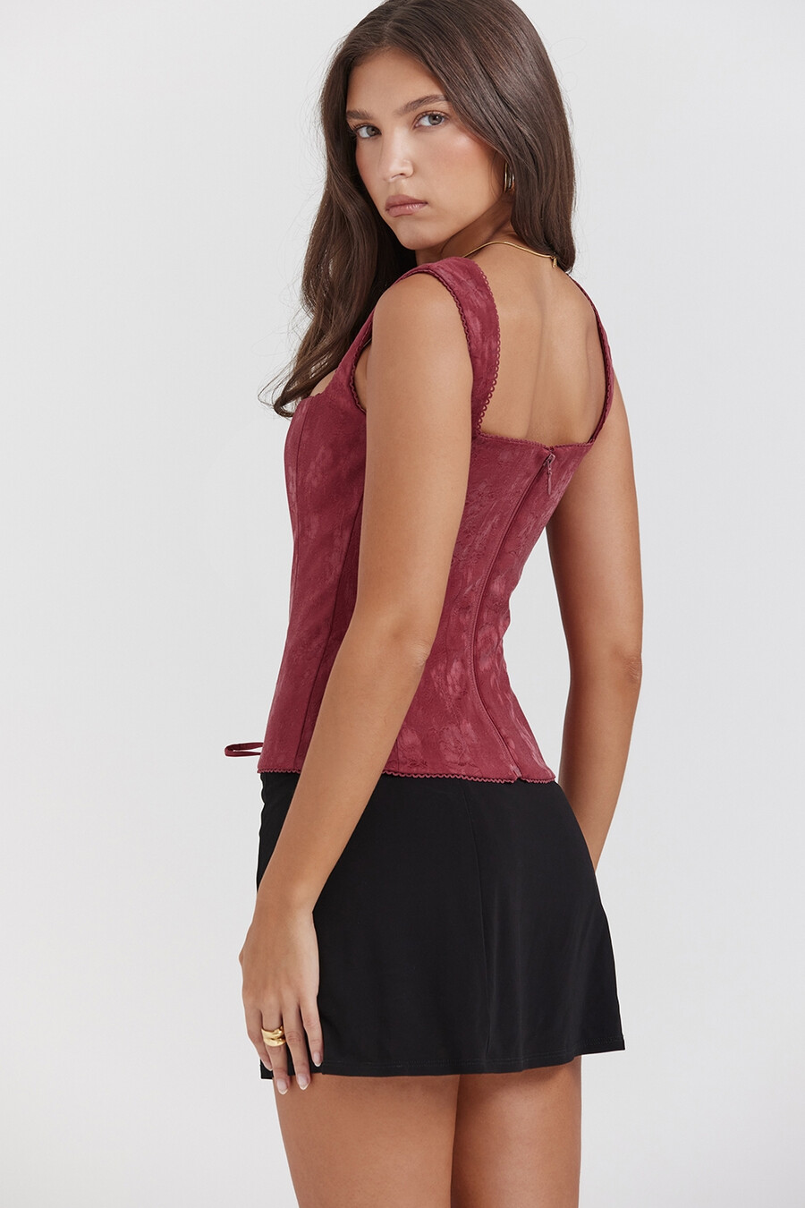 merlot floral corset